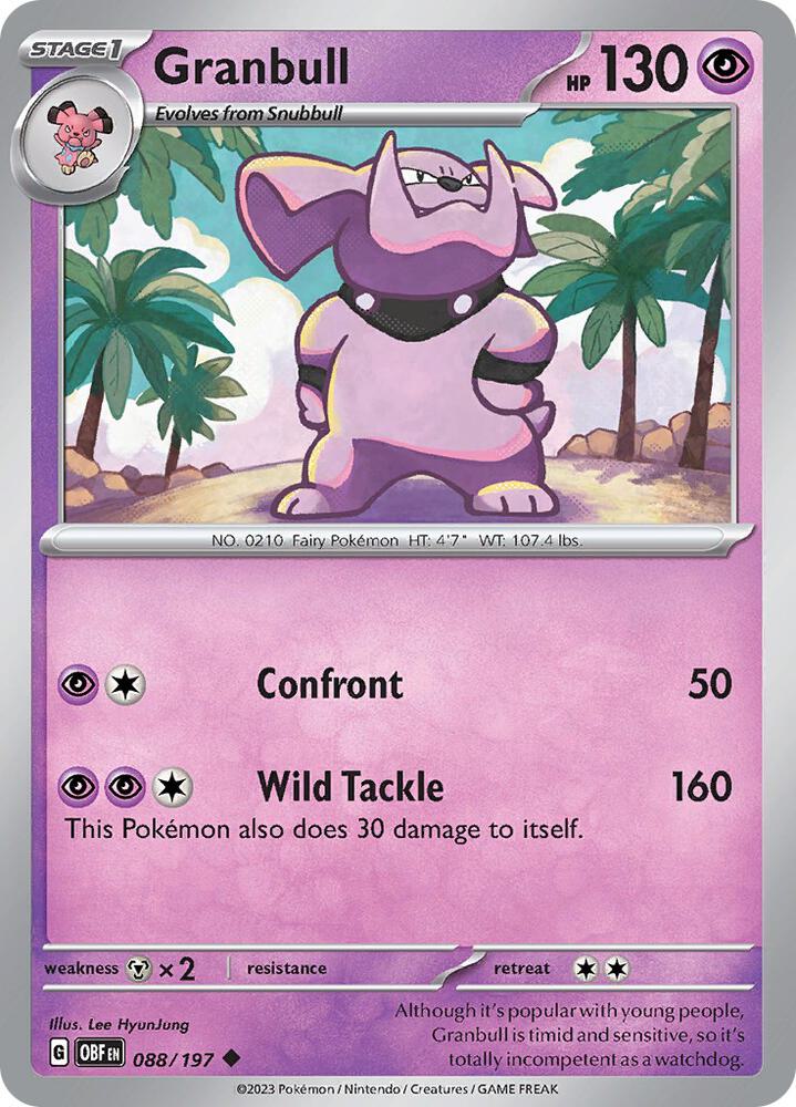 Granbull 088/197 card from SV03: Obsidian Flames