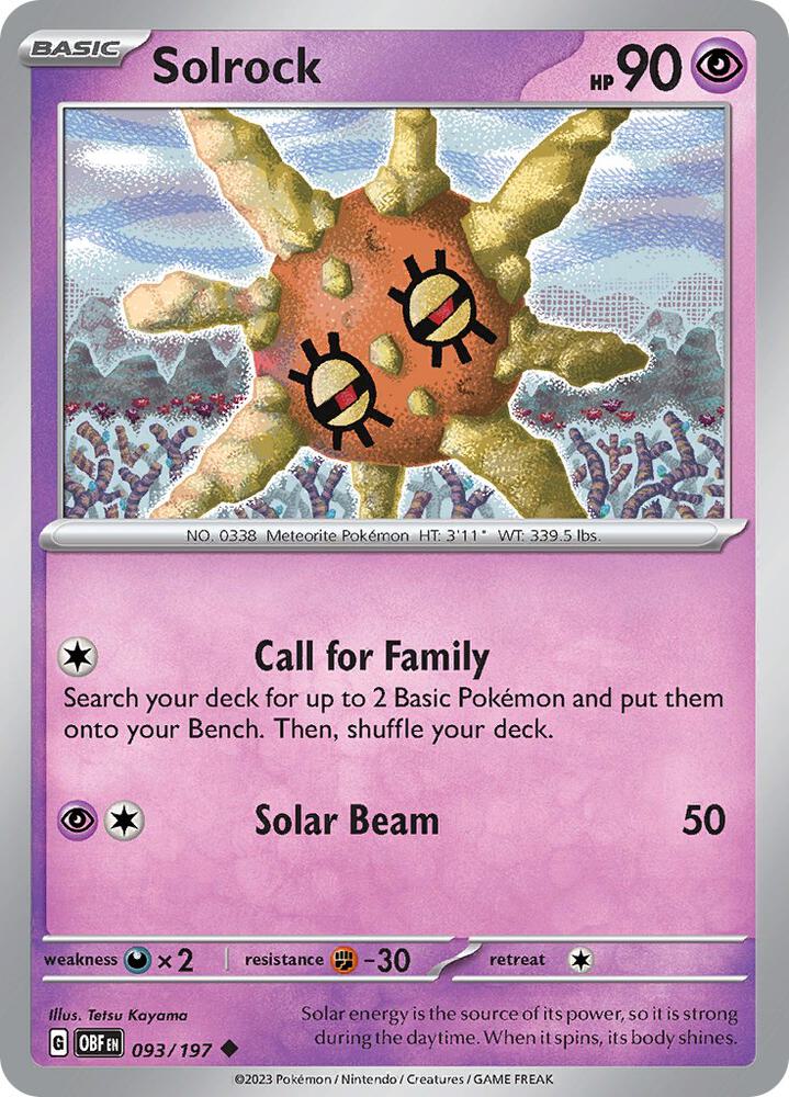 Solrock 093/197 card from SV03: Obsidian Flames