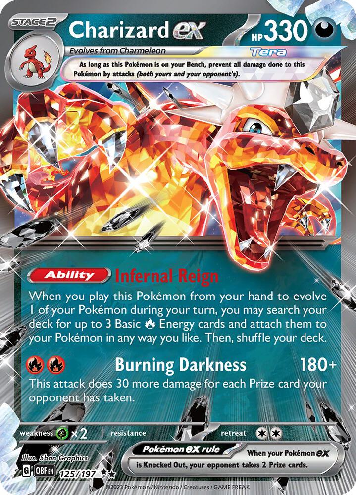 Charizard ex 125/197 card from SV03: Obsidian Flames