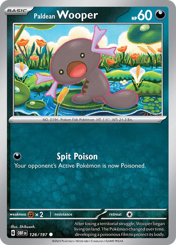 Paldean Wooper 126/197 card from SV03: Obsidian Flames