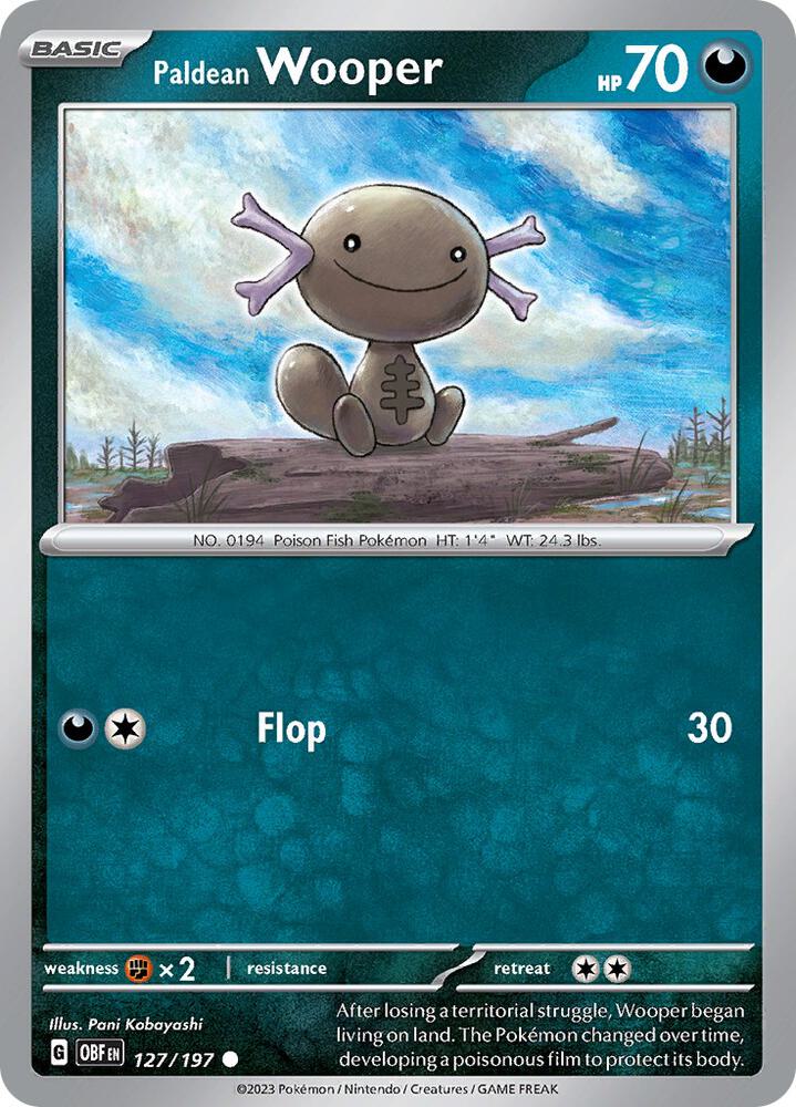 Paldean Wooper 127/197 card from SV03: Obsidian Flames