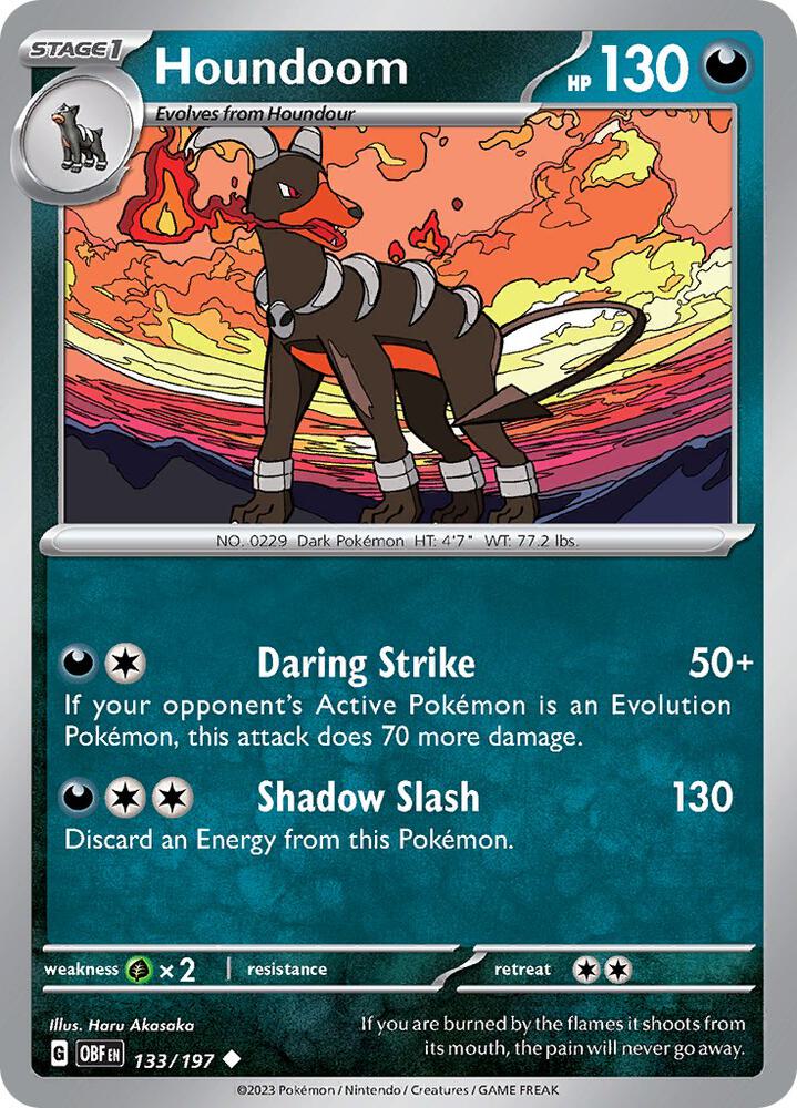 Houndoom 133/197 card from SV03: Obsidian Flames