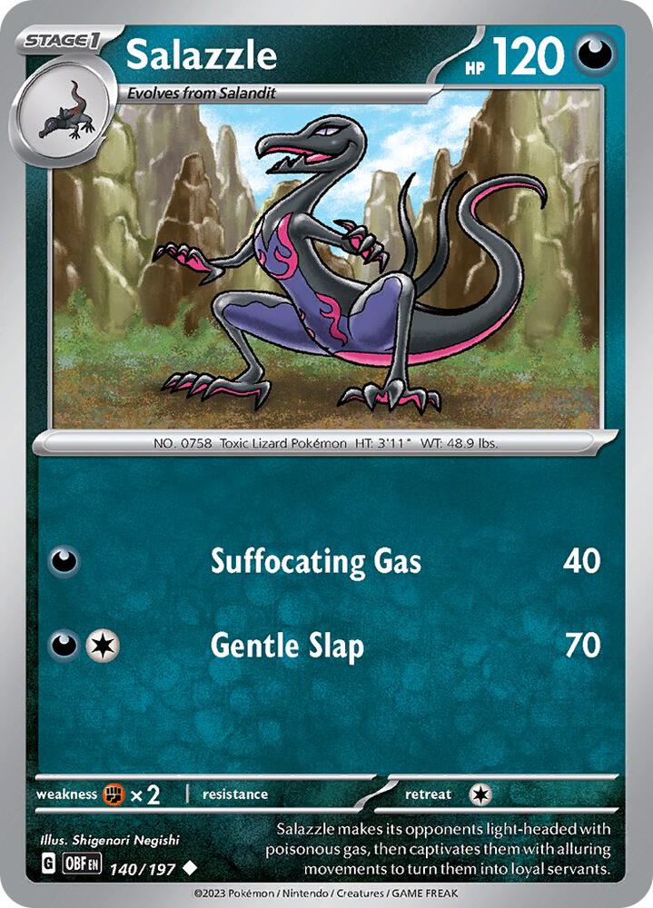 Salazzle 140/197 card from SV03: Obsidian Flames