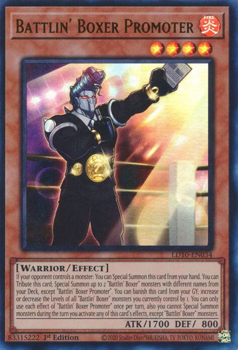 Battlin' Boxer Promoter LD10-EN034 card from Legendary Duelists: Soulburning Volcano