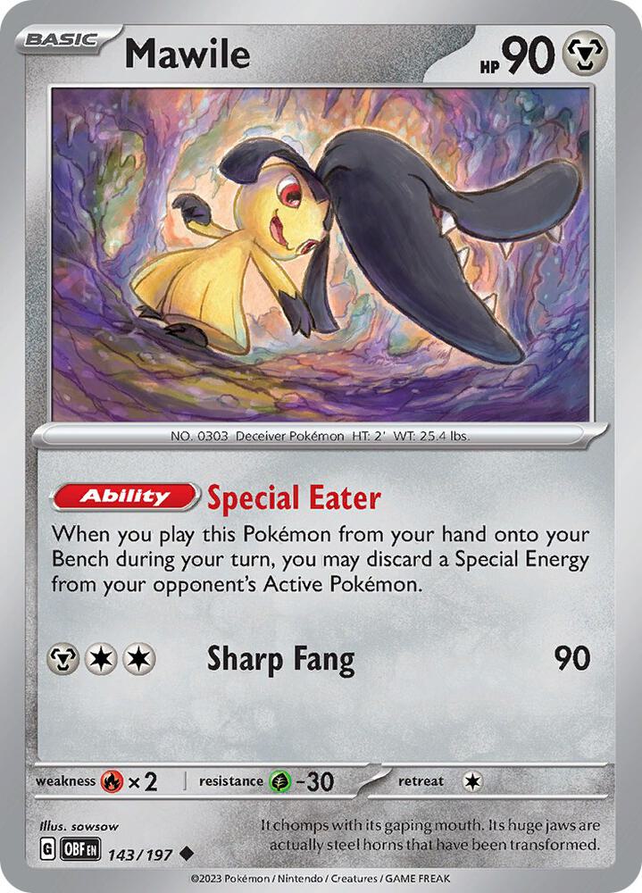 Mawile 143/197 card from SV03: Obsidian Flames