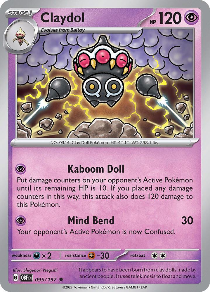 Claydol 095/197 card from SV03: Obsidian Flames
