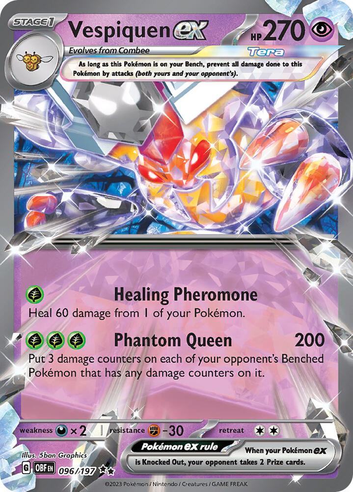 Vespiquen ex 096/197 card from SV03: Obsidian Flames