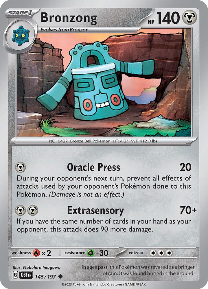 Bronzong 145/197 card from SV03: Obsidian Flames