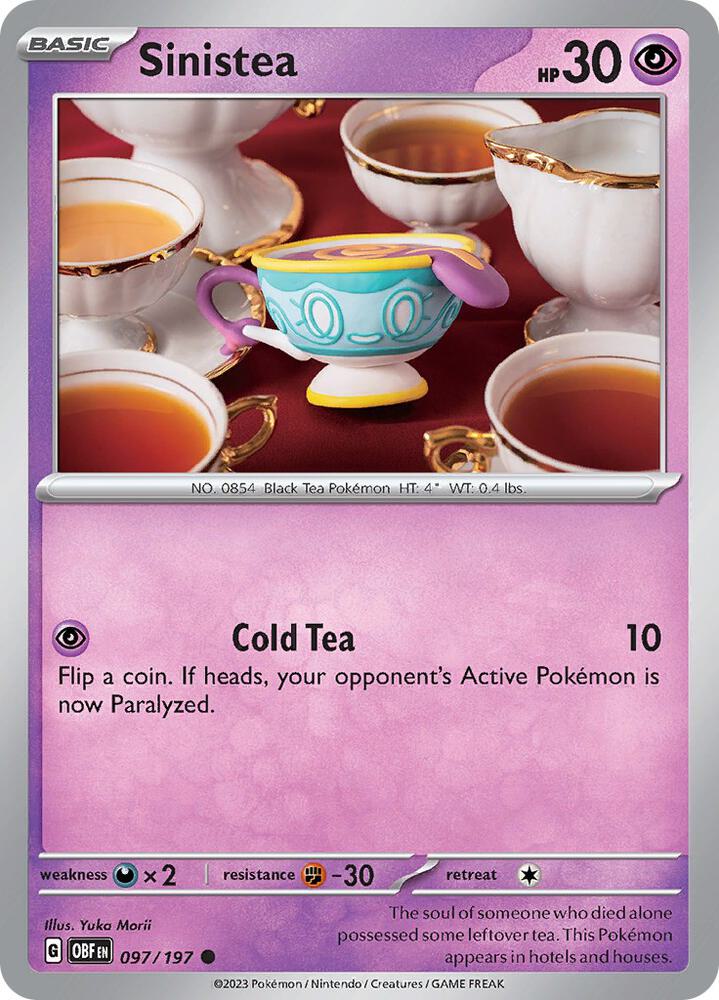 Sinistea 097/197 card from SV03: Obsidian Flames