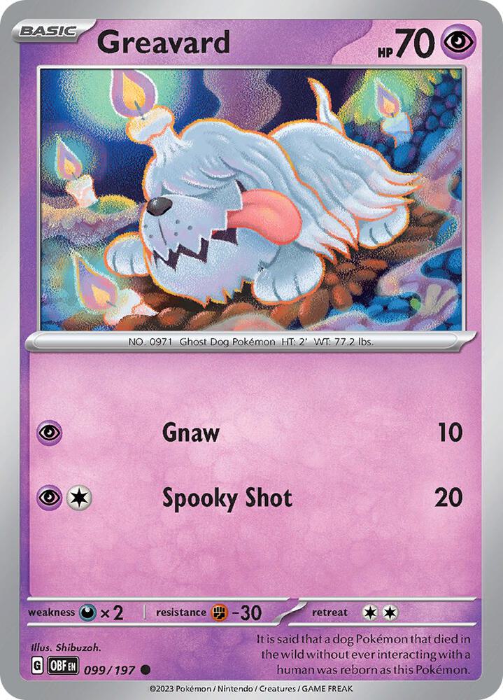 Greavard 099/197 card from SV03: Obsidian Flames