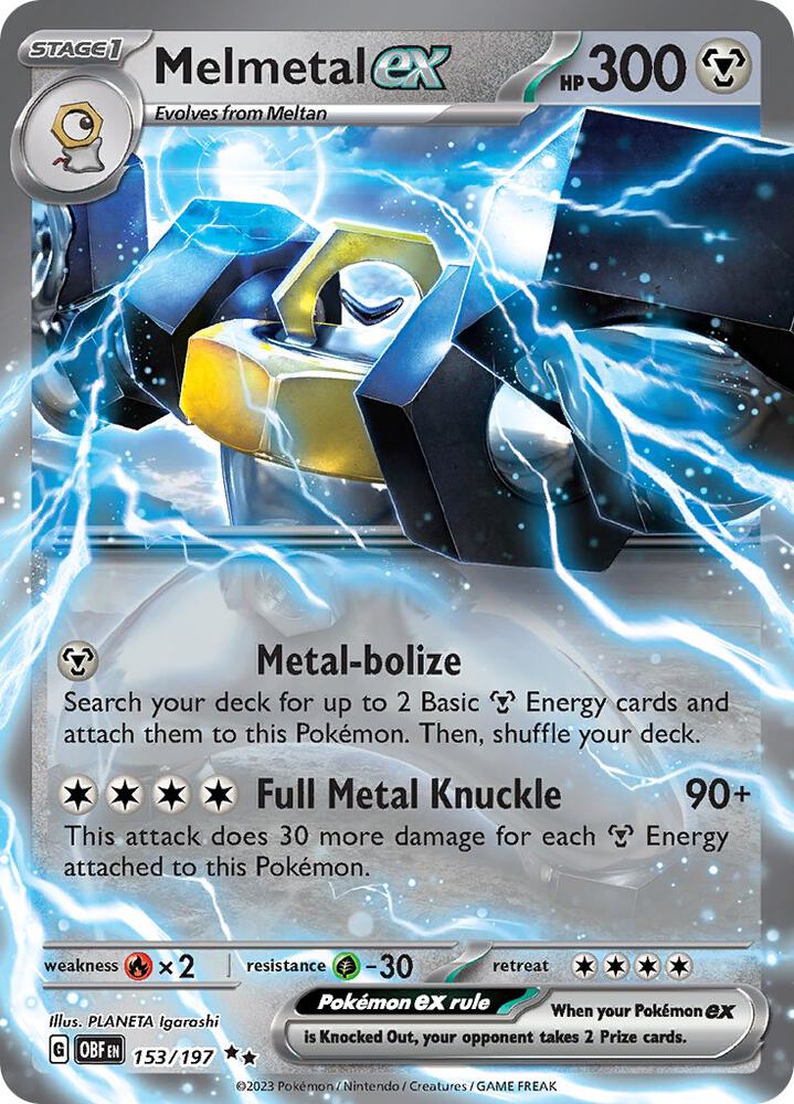 Melmetal ex 153/197 card from SV03: Obsidian Flames