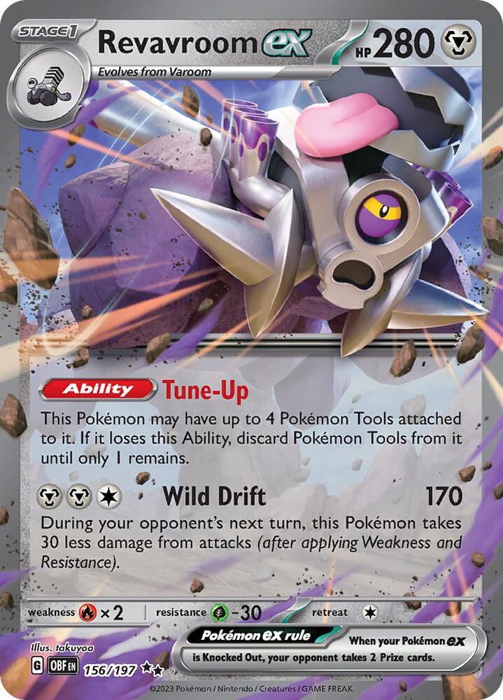 Revavroom ex 156/197 card from SV03: Obsidian Flames
