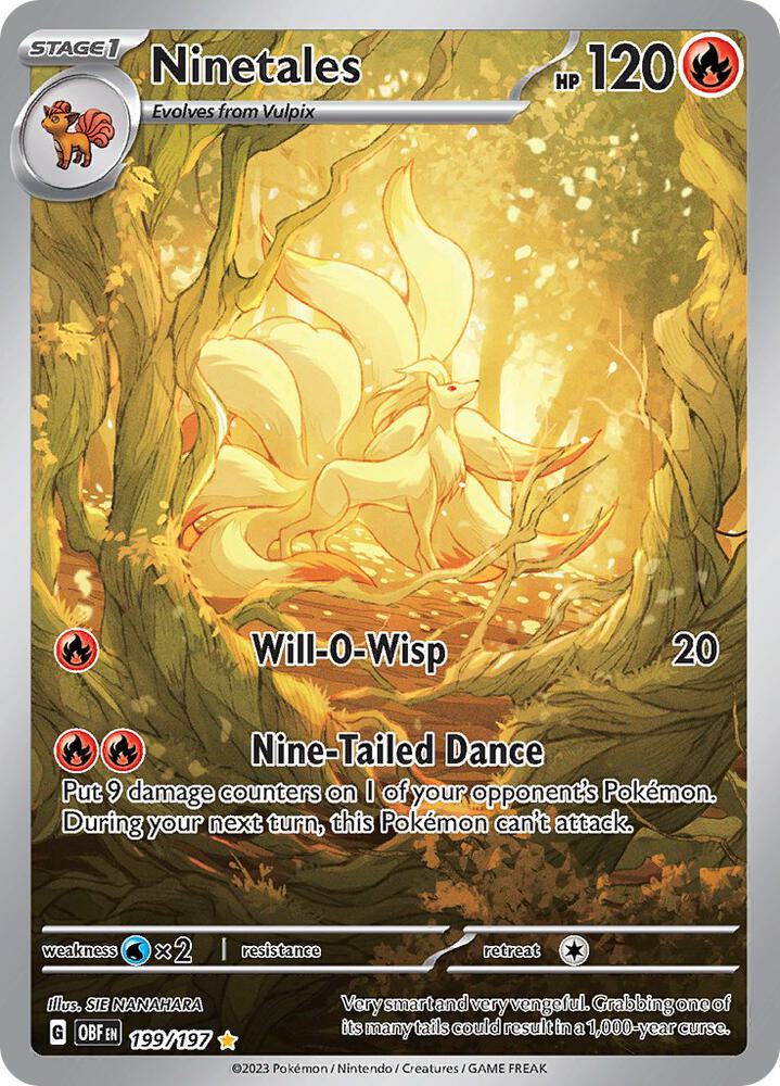 Ninetales 199/197 card from SV03: Obsidian Flames