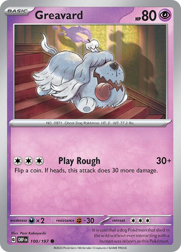 Greavard 100/197 card from SV03: Obsidian Flames