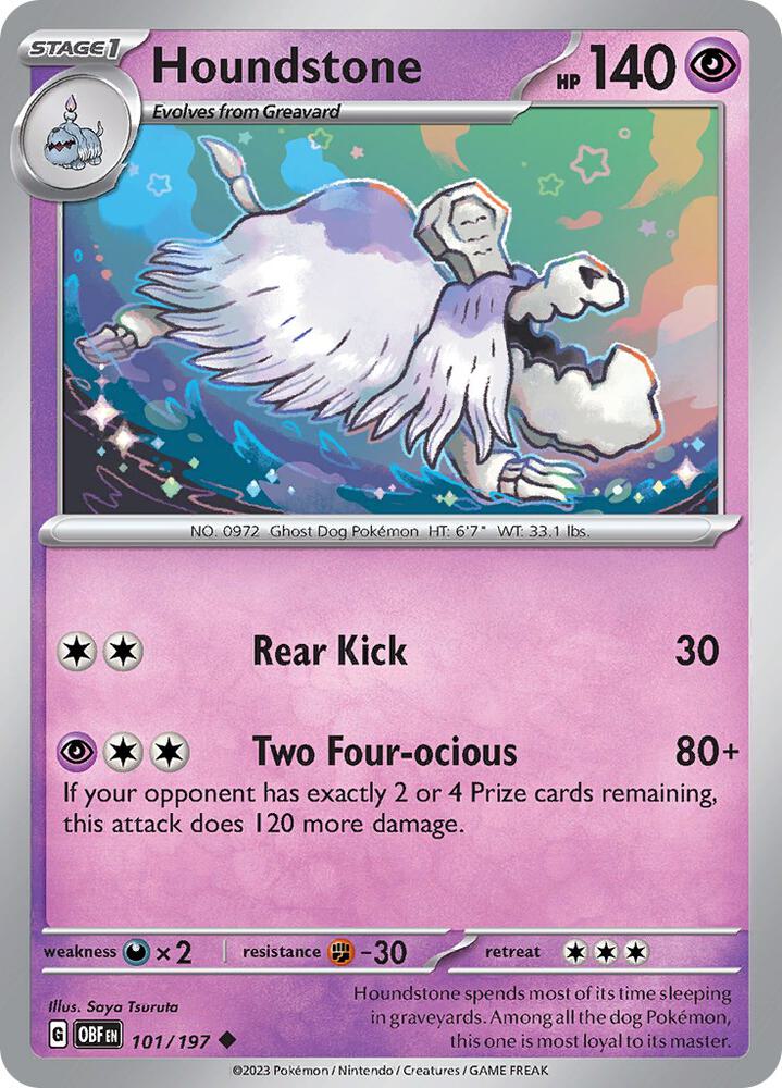 Houndstone 101/197 card from SV03: Obsidian Flames