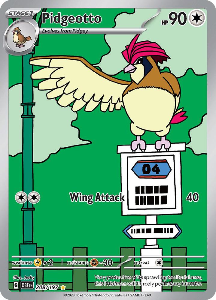 Pidgeotto 208/197 card from SV03: Obsidian Flames