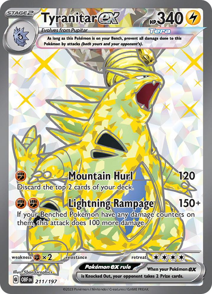 Tyranitar ex 211/197 card from SV03: Obsidian Flames
