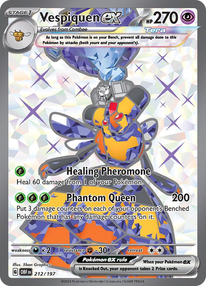Vespiquen ex 212/197 card from SV03: Obsidian Flames