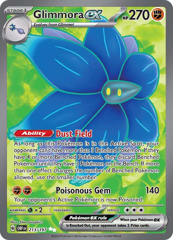 Glimmora ex 213/197 card from SV03: Obsidian Flames