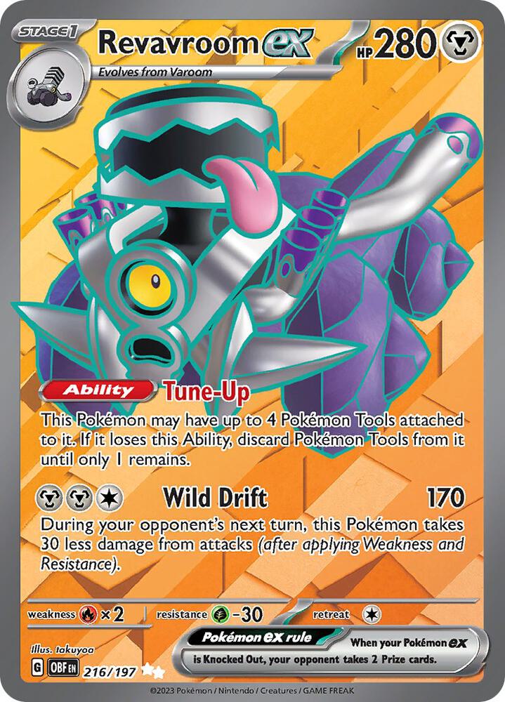 Revavroom ex 216/197 card from SV03: Obsidian Flames