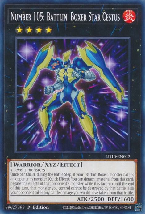 Number 105: Battlin' Boxer Star Cestus LD10-EN042 card from Legendary Duelists: Soulburning Volcano