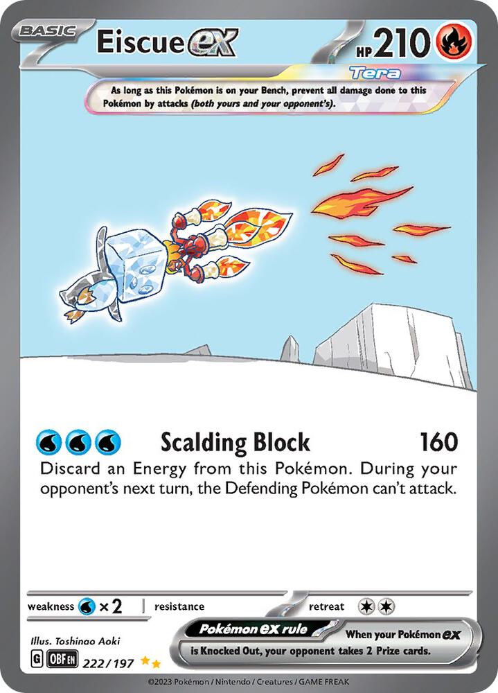 Eiscue ex 222/197 card from SV03: Obsidian Flames