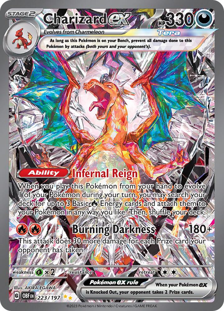 Charizard ex 223/197 card from SV03: Obsidian Flames
