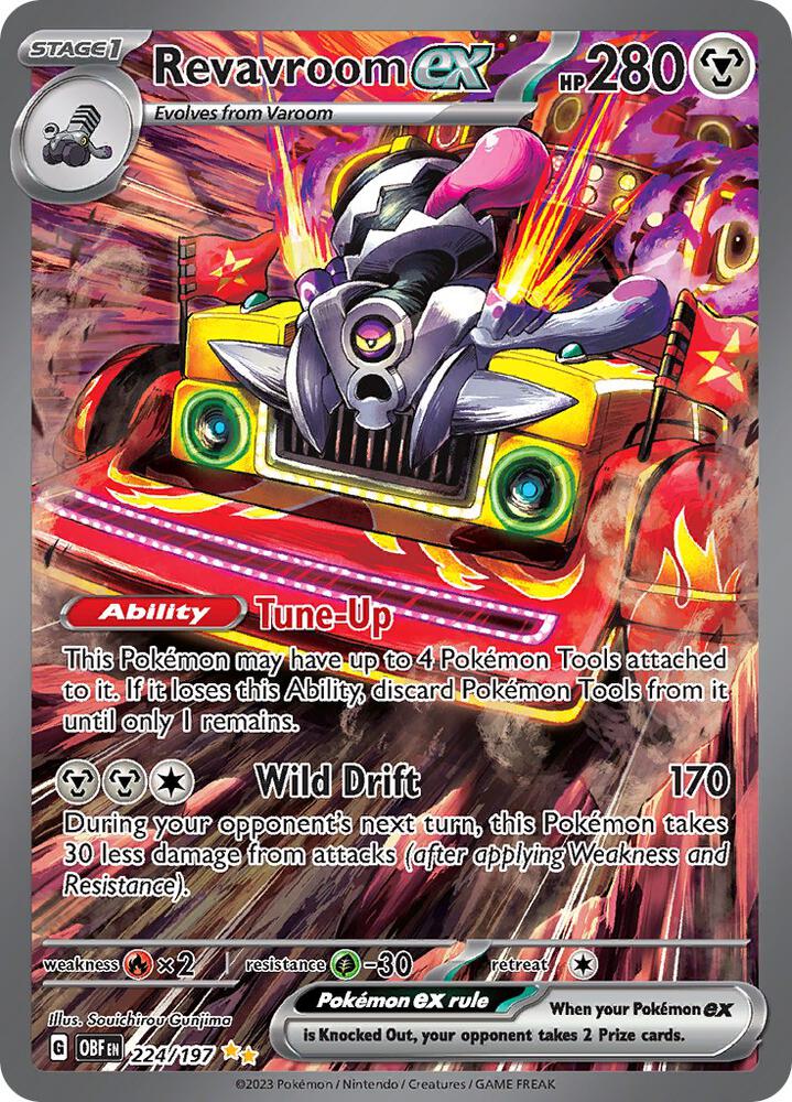 Revavroom ex 224/197 card from SV03: Obsidian Flames