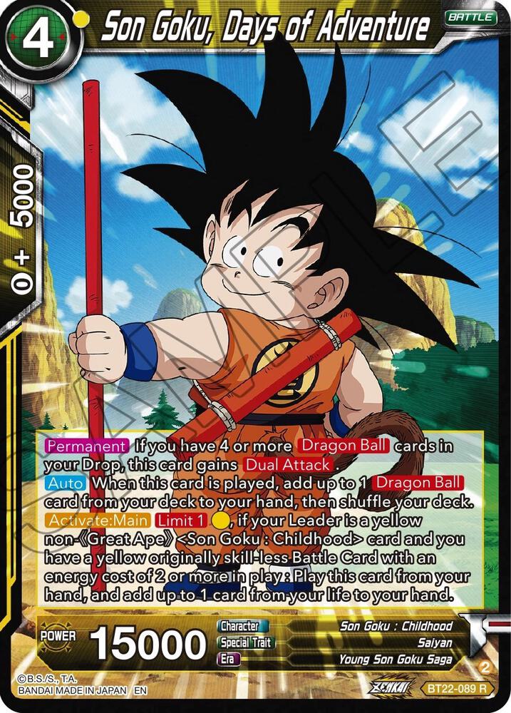 Son Goku, Days of Adventure BT22-089 card from Critical Blow