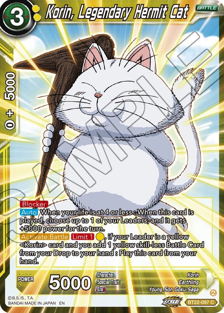 Korin, Legendary Hermit Cat BT22-097 card from Critical Blow