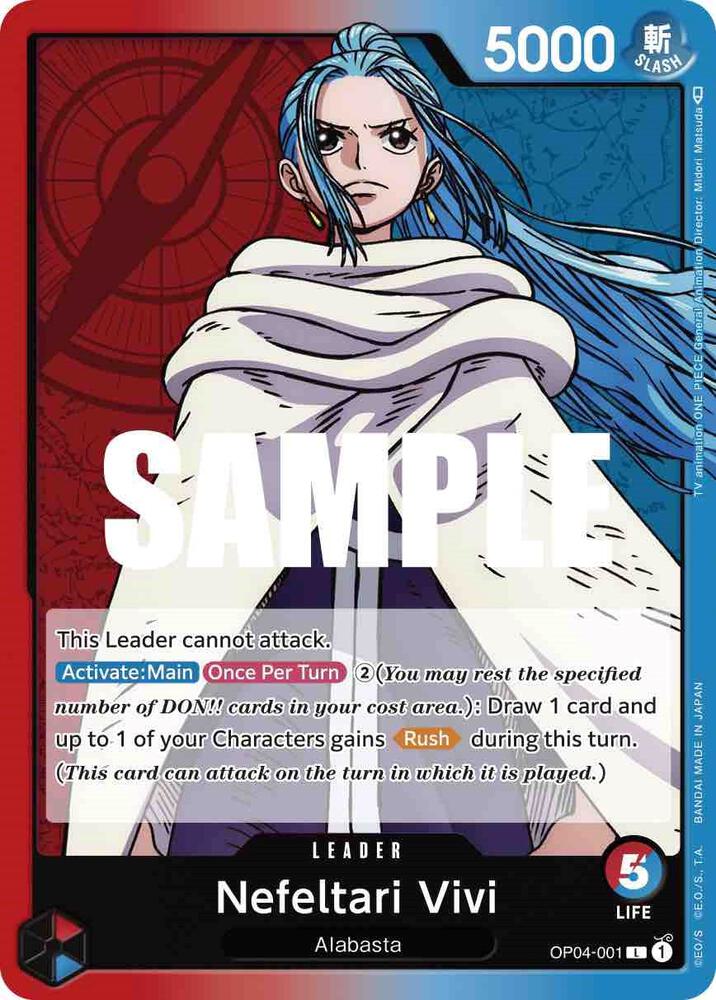 Nefeltari Vivi OP04-001 card from Kingdoms of Intrigue
