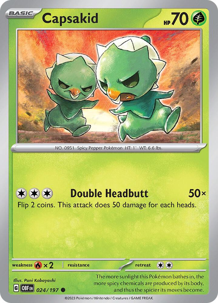 Capsakid 024/197 card from SV03: Obsidian Flames