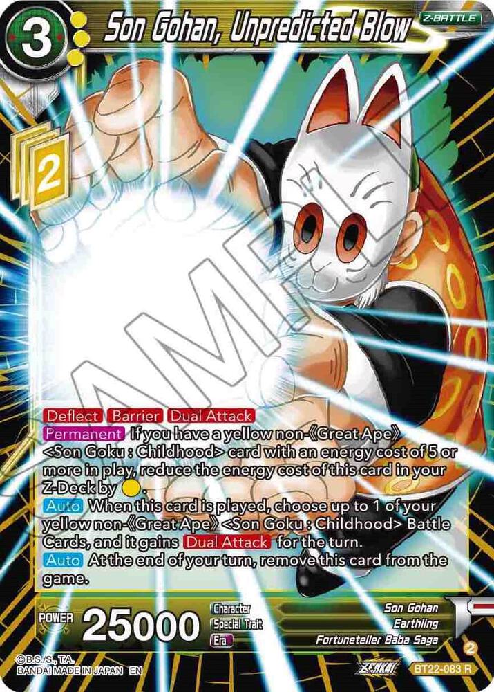 Son Gohan, Unpredicted Blow BT22-083 card from Critical Blow