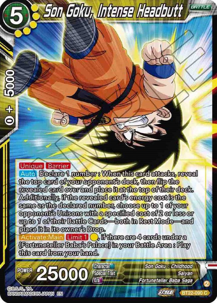 Son Goku, Intense Headbutt BT22-090 card from Critical Blow