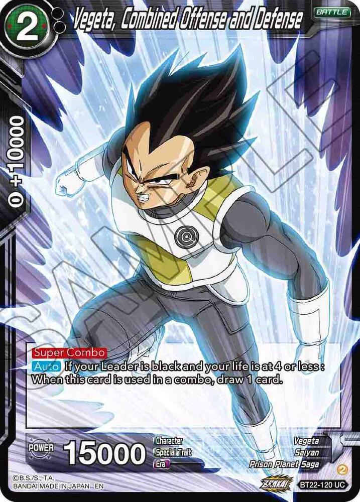 Vegeta, Combined Offense and Defense BT22-120 card from Critical Blow