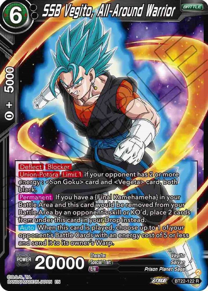SSB Vegito, All-Around Warrior BT22-122 card from Critical Blow