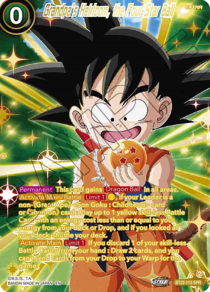 Grandpa's Heirloom, the Four Star Ball (SPR) BT22-112 card from Critical Blow