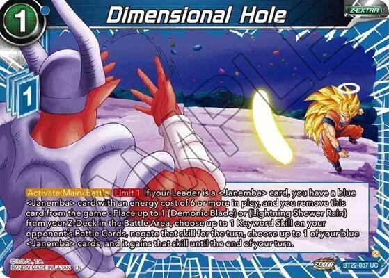 Dimensional Hole BT22-037 card from Critical Blow