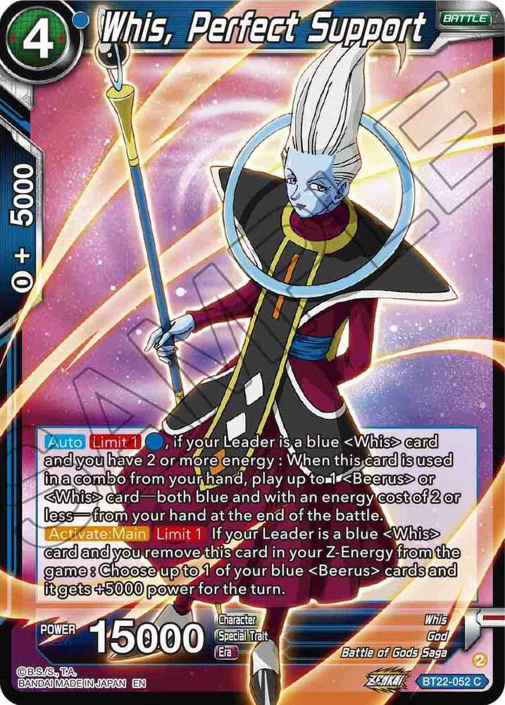 Whis, Perfect Support BT22-052 card from Critical Blow