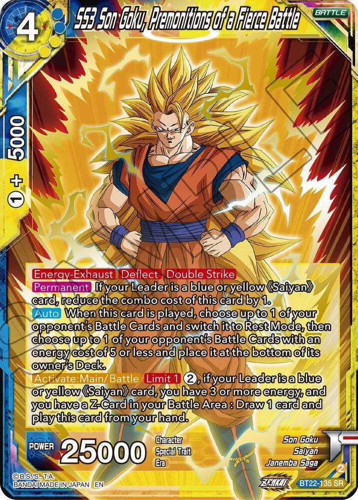 SS3 Son Goku, Premonitions of a Fierce Battle BT22-135 card from Critical Blow