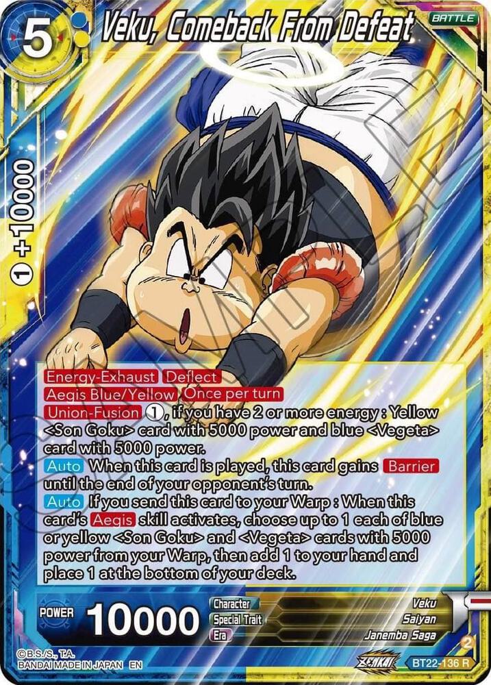 Veku, Comeback From Defeat BT22-136 card from Critical Blow