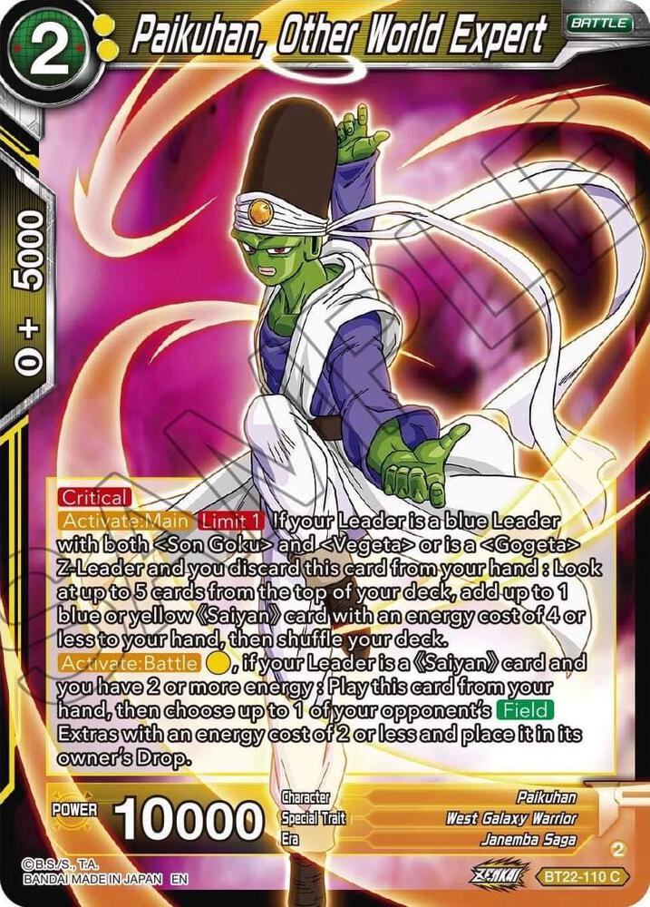 Paikuhan, Other World Expert BT22-110 card from Critical Blow
