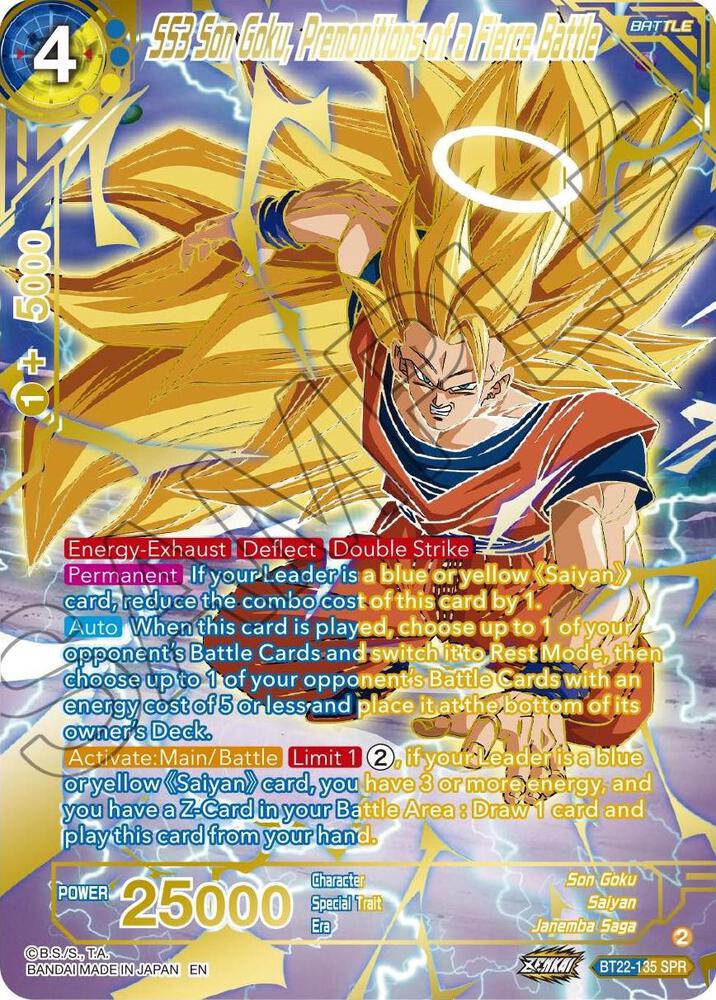 SS3 Son Goku, Premonitions of a Fierce Battle (SPR) BT22-135 card from Critical Blow