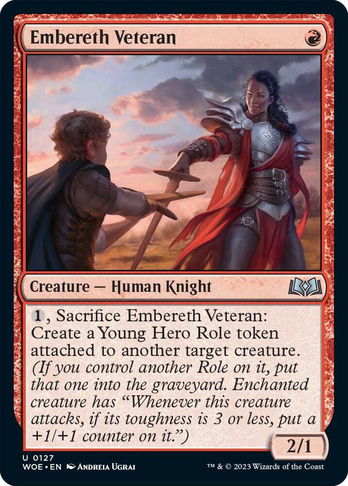 Embereth Veteran 127 card from Wilds of Eldraine
