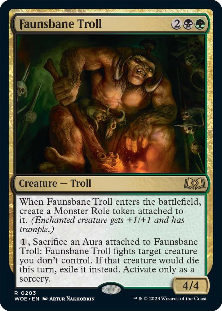 Faunsbane Troll 203 card from Wilds of Eldraine