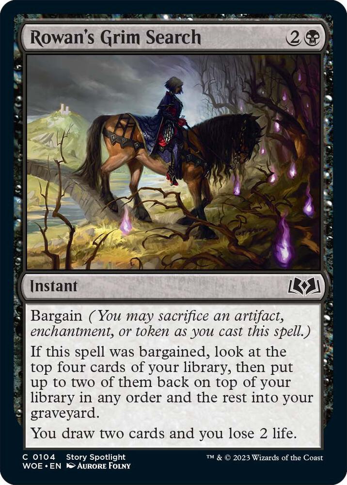 Rowan's Grim Search 104 card from Wilds of Eldraine