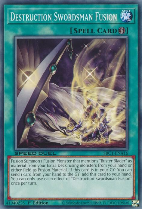 Destruction Swordsman Fusion SBC1-ENA16 card from Speed Duel: Streets of Battle City
