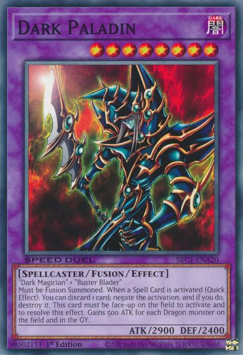 Dark Paladin SBC1-ENA20 card from Speed Duel: Streets of Battle City