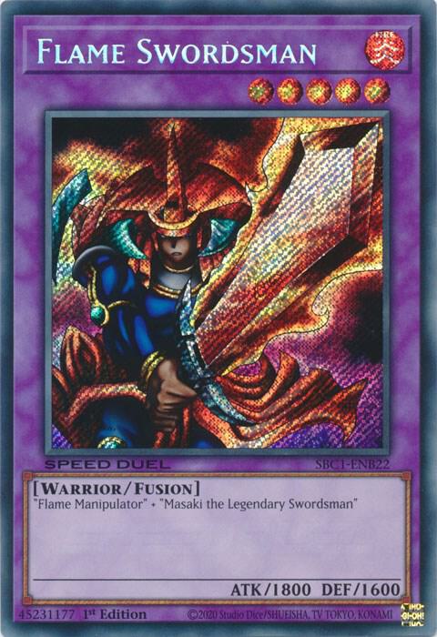 Flame Swordsman (Secret Rare) SBC1-ENB22 card from Speed Duel: Streets of Battle City