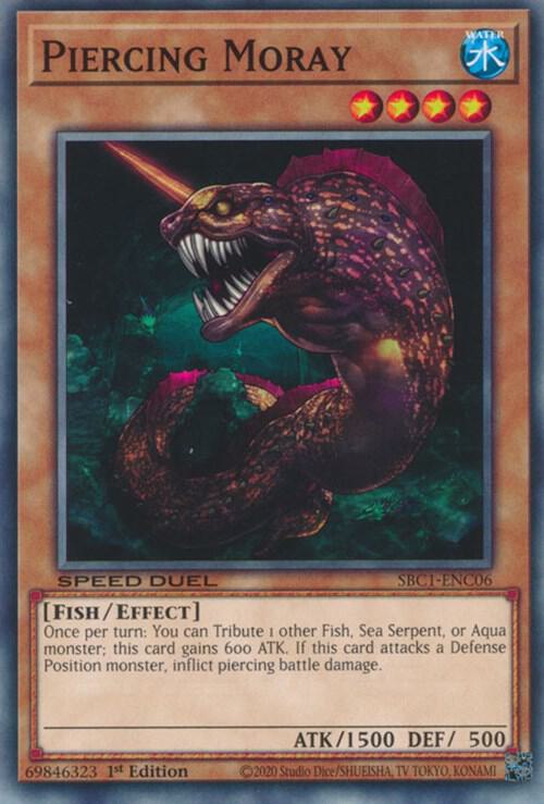 Piercing Moray SBC1-ENC06 card from Speed Duel: Streets of Battle City